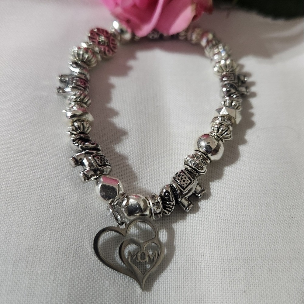 Silver Elephant Stretch Mother's Day Bracelet